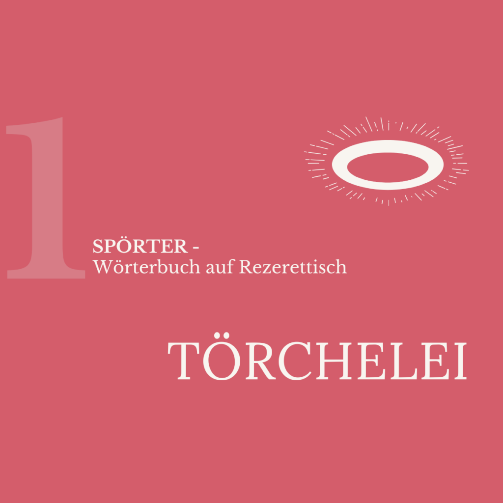 Spörter 1: Törchelei Heiligenschein auf pinkem Hintergrund mit weißer Schrift und weißem Symbol.