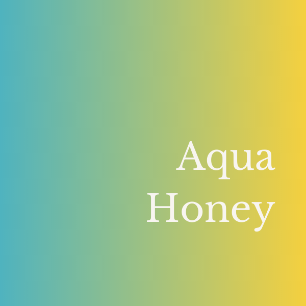 Infografik in einen Verlauf von Türkis nach Gelb und dem Schriftzug: Aqua Honey