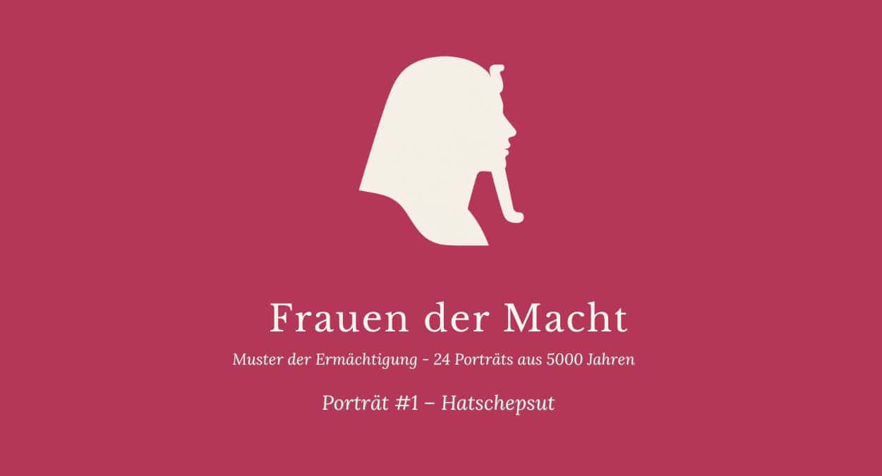 Seriencover Frauen der Macht Porträt #5 Malintzin — himbeerrotes Titelbild mit weiblicher Silhouette mit Nemes.