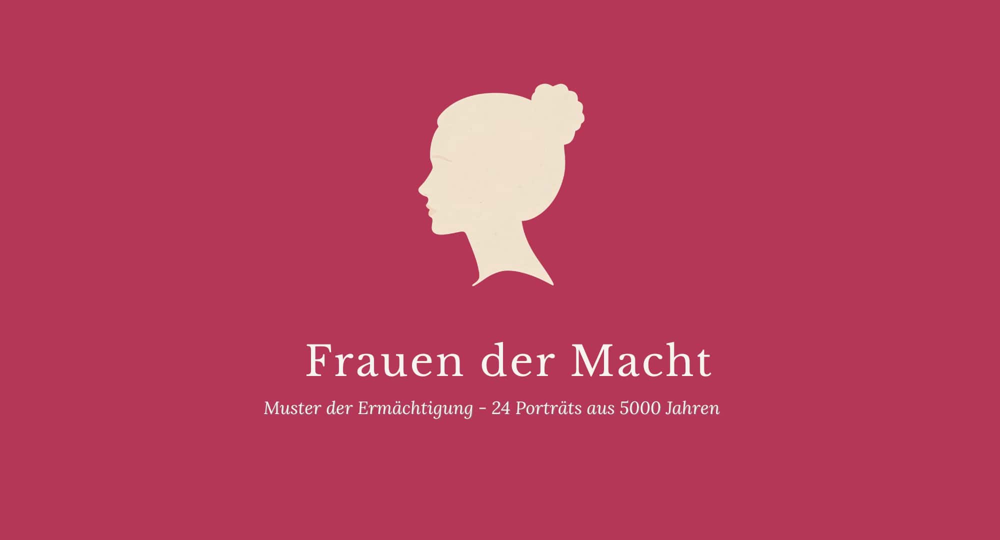 Das Signet der Serie Frauen der Macht. Gemme in beige auf rotem Hintergrund.