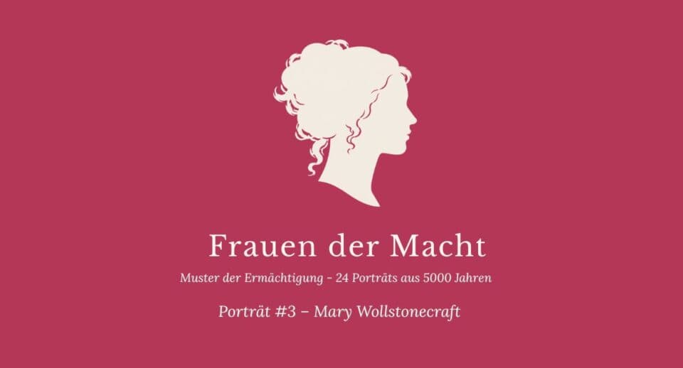 Seriencover Frauen der Macht Porträt #5 Malintzin — himbeerrotes Titelbild mit weiblicher Silhouette mit Haar im lockeren Knoten